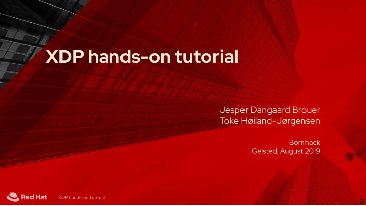 xdp hands on tutorial