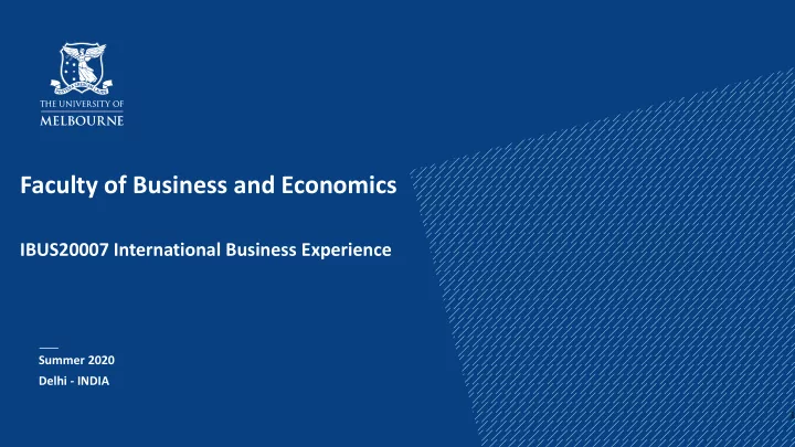 faculty of business and economics