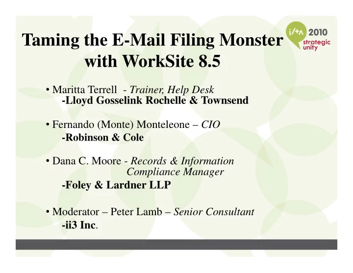 taming the e mail filing monster with worksite 8 5