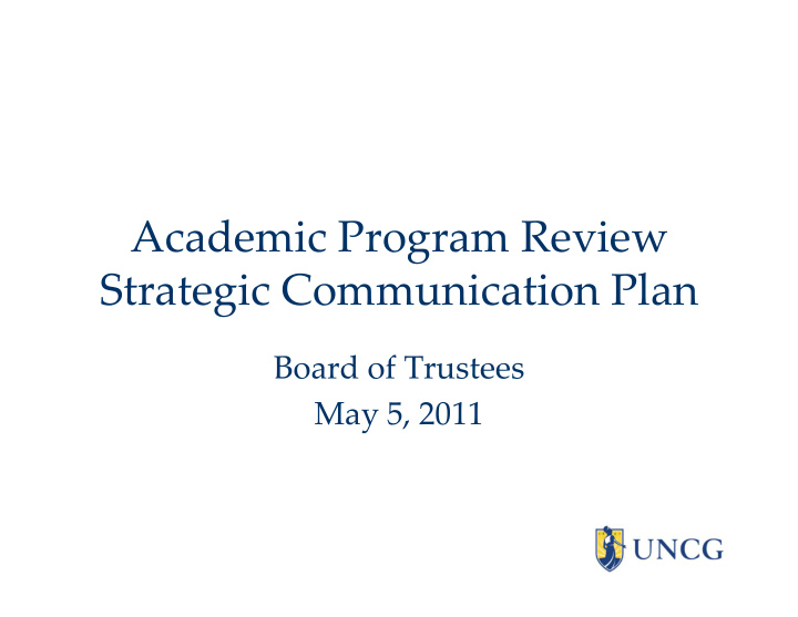 academic program review strategic communication plan