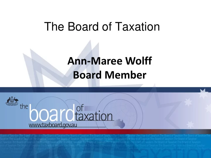 the board of taxation ann maree wolff board member
