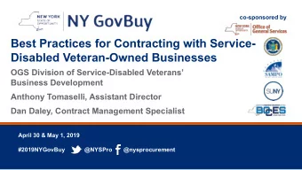Best Practices for Contracting with Service-  Disabled Veteran-Owned Businesses  OGS Division of