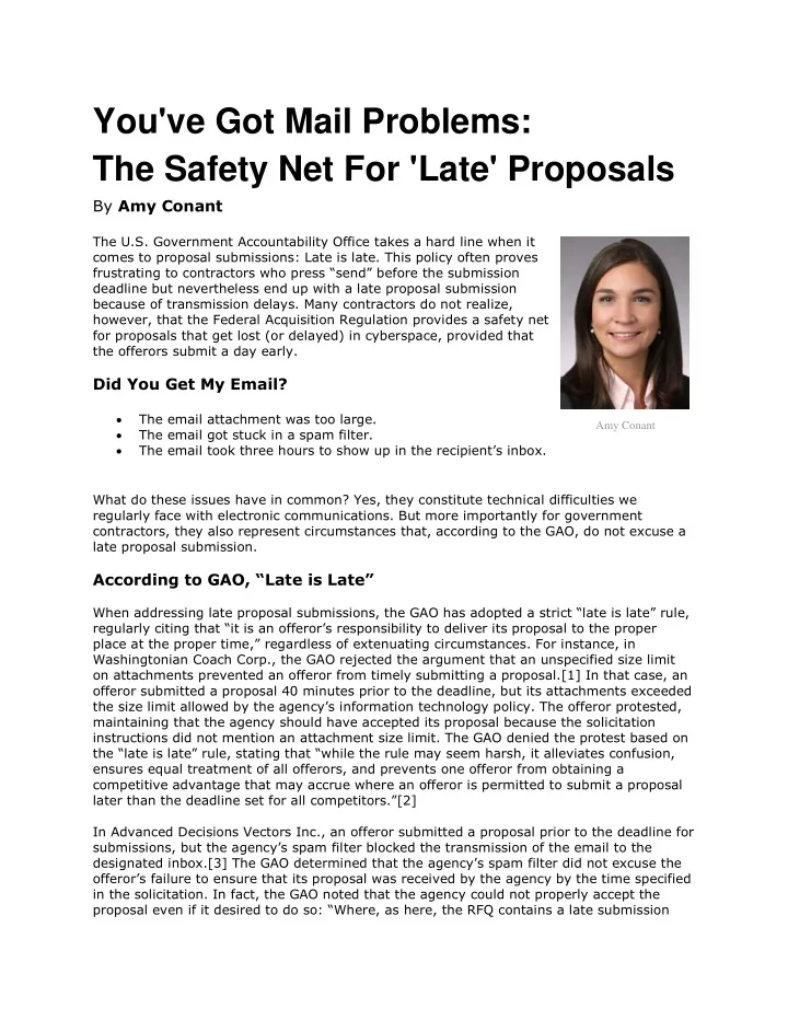 you ve got mail problems the safety net for late proposals