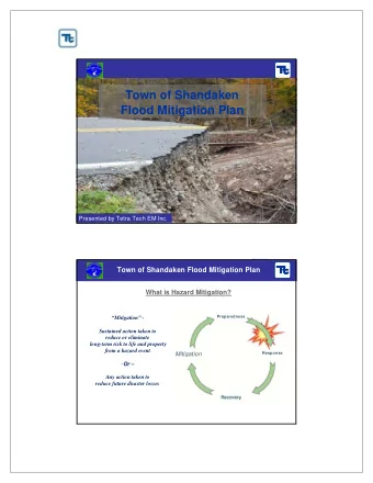 I  Flood Mitigation Plan  Presented by Tetra Tech EM Inc.  Town of Shandaken Flood Mitigation Plan