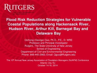 Flood Risk Reduction Strategies for Vulnerable  Coastal Populations along Hackensack River,  Hudson
