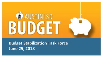 Budget Stabilization Task Force  June 25, 2018  Agenda  Introductions  Agreements for