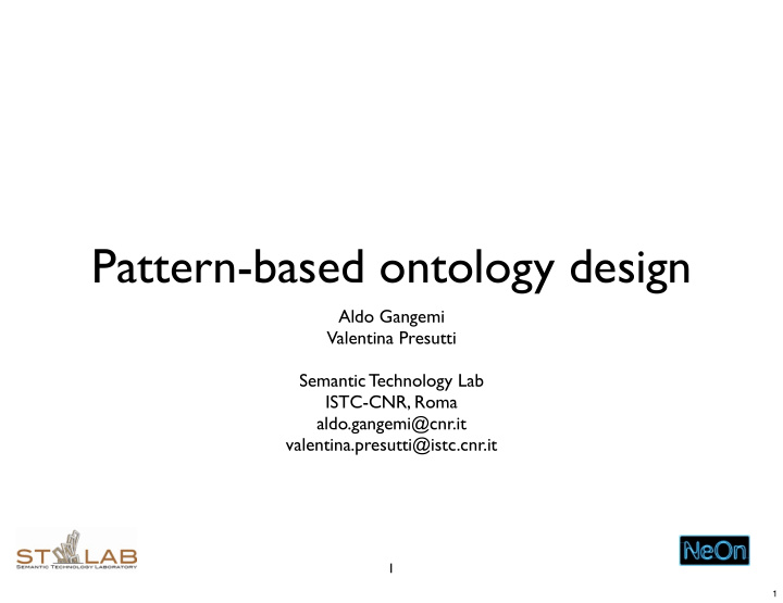 pattern based ontology design