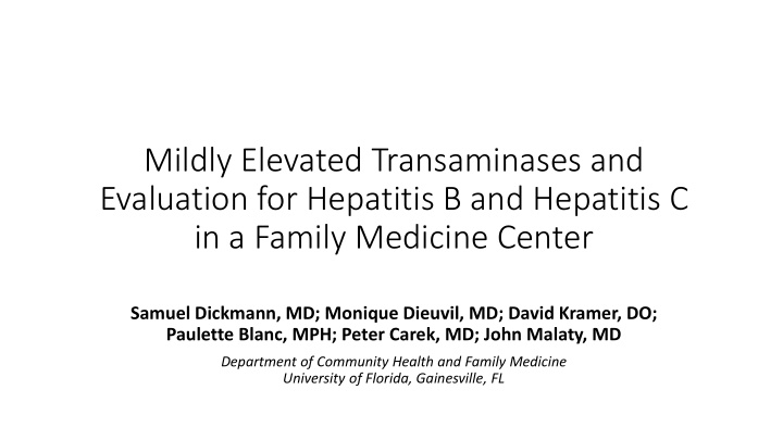 mildly elevated transaminases and evaluation for