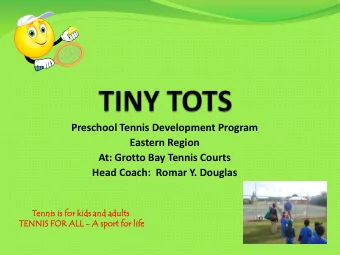 Preschool Tennis Development Program  Eastern Region  At: Grotto Bay Tennis Courts  Head Coach: