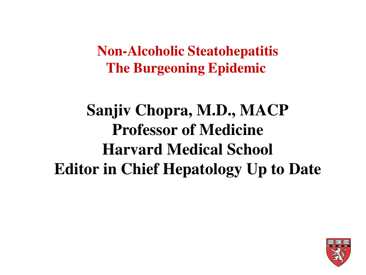 harvard medical school editor in chief hepatology up to