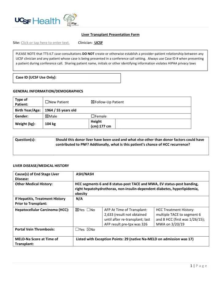 liver transplant presentation form site click or tap here