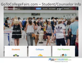 GoToCollegeFairs.com  Student/Counselor Info Benefits  Student Registration  Students