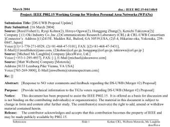 Project: IEEE P802.15 Working Group for Wireless Personal Area Networks (WPANs)  etworks (WPANs)
