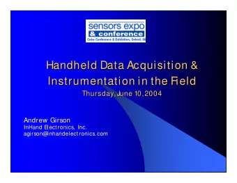 Handheld Data Acquisition &amp;  Handheld Data Acquisition &amp;  Instrumentation in the Field