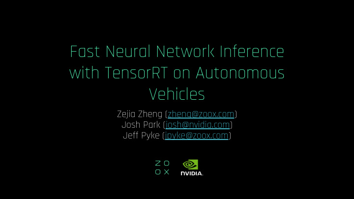 fast neural network inference with tensorrt on autonomous