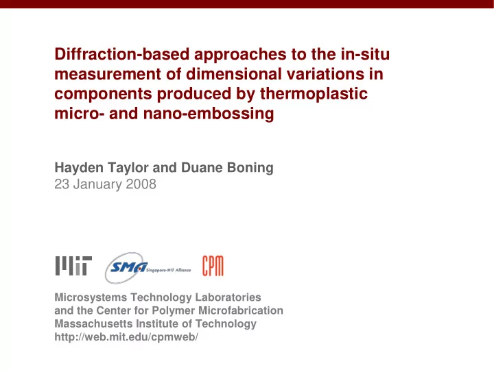diffraction based approaches to the in situ measurement