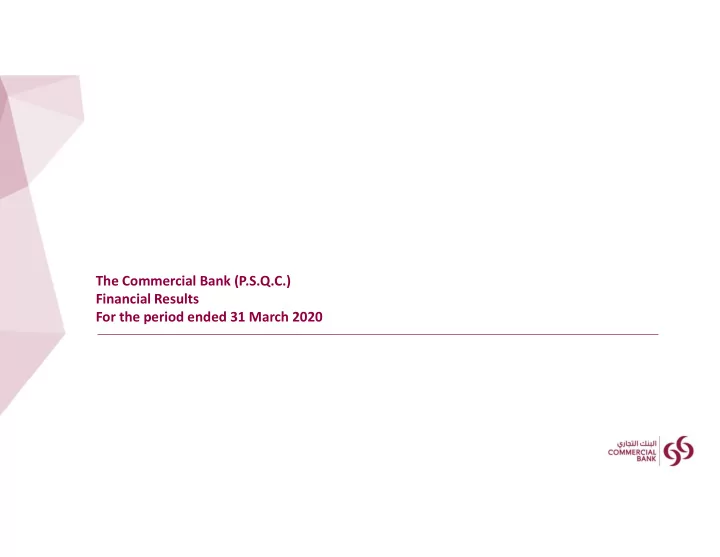 the commercial bank p s q c financial results for the