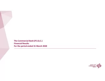 The Commercial Bank (P.S.Q.C.)  Financial Results  For the period ended 31 March 2020  Forward