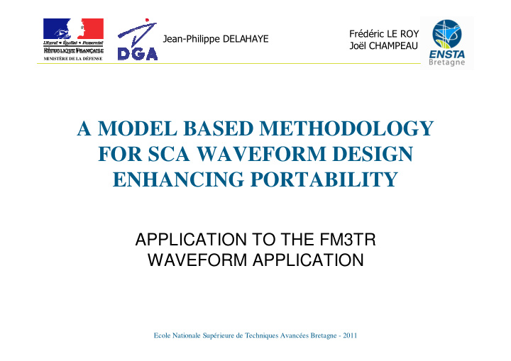 a model based methodology for sca waveform design