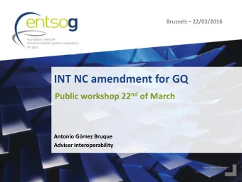 INT NC amendment for GQ Public workshop 22 nd of March  Antonio Gmez Bruque  Adviser