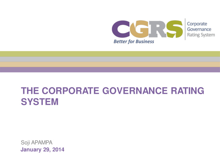 the corporate governance rating system