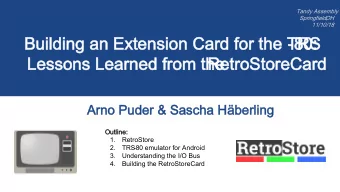 Building an Extension Card for the TRS  Building an Extension Card for the TRS  -80:  80:  Lessons