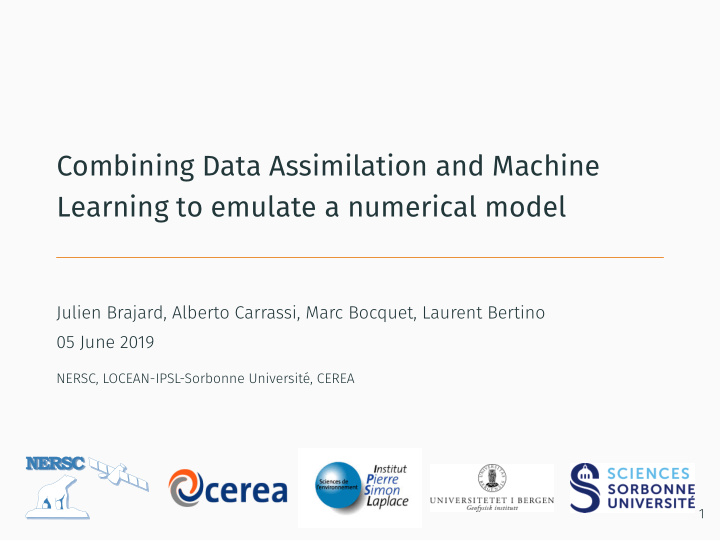 combining data assimilation and machine learning to
