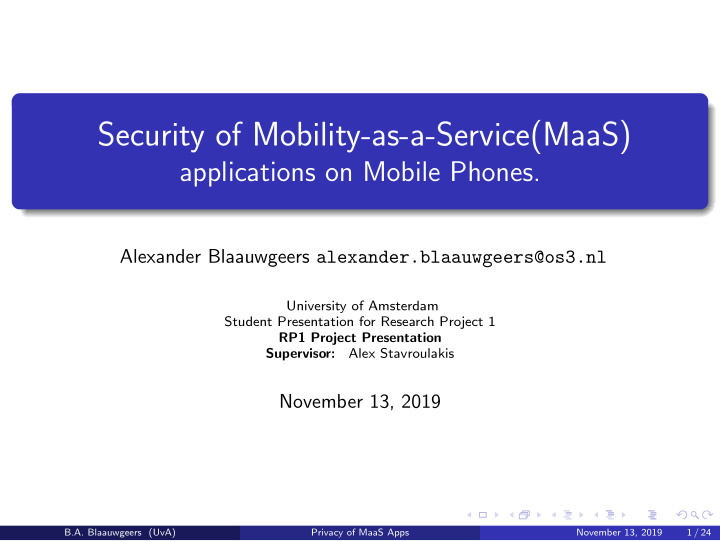 security of mobility as a service maas