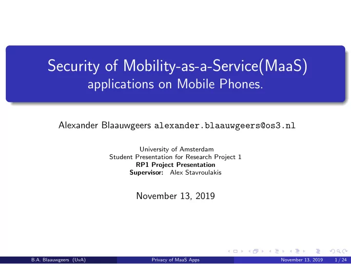 security of mobility as a service maas