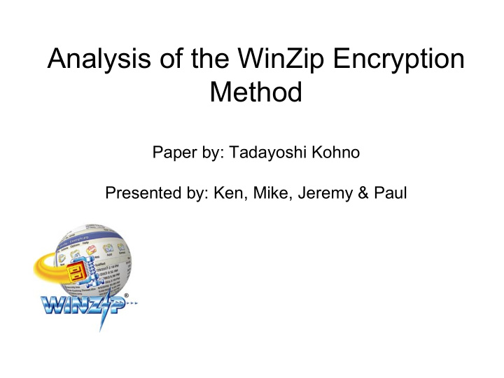 analysis of the winzip encryption method