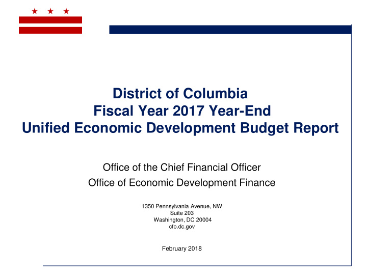 district of columbia fiscal year 2017 year end unified