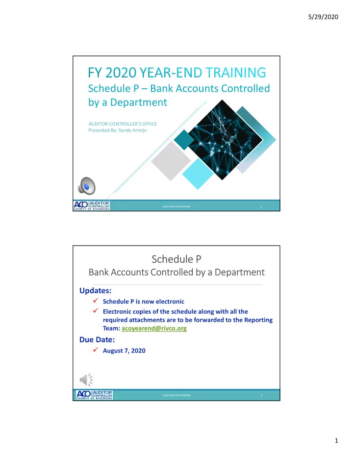 schedule p bank accounts controlled by a department