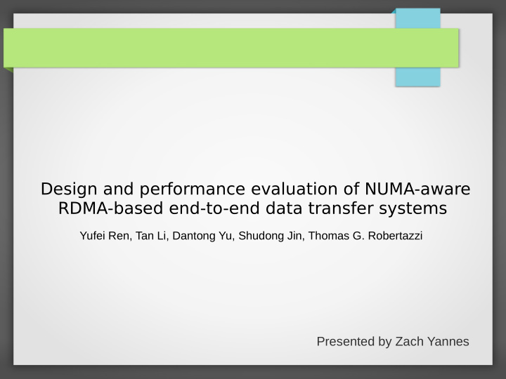 design and performance evaluation of numa aware rdma