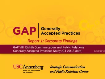 Repor  ort  t 1: Corp  orpor  orat  ate Fin  indi  dings  GAP VIII: Eighth Communication and Public