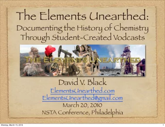 The Elements Unearthed:  Documenting the History of Chemistry  Through Student-Created Vodcasts