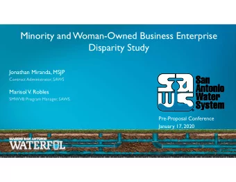 Minority and Woman-Owned Business Enterprise  Disparity Study  Jonathan Miranda, MSJP  Contract