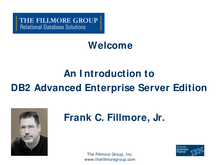 welcome an i ntroduction to db2 advanced enterprise