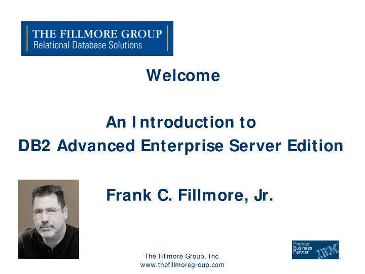 welcome an i ntroduction to db2 advanced enterprise