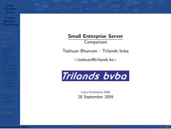 Small Enterprise Server  overview  Comparison  Technical  setup  Operating  Toshaan Bharvani -