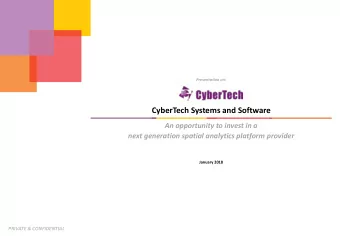 CyberTech Systems and Software  An opportunity to invest in a  next generation spatial analytics