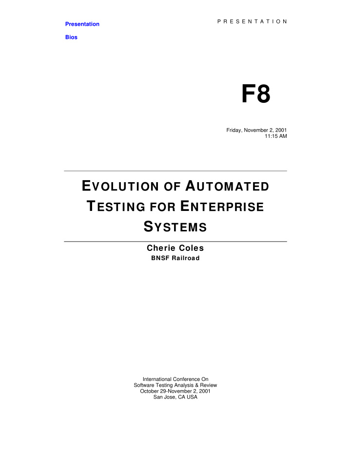 evolution of automated testing for enterprise systems