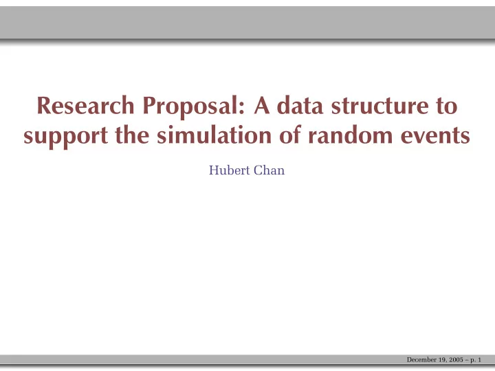 research proposal a data structure to support the