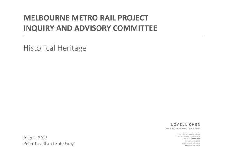 melbourne metro rail project inquiry and advisory