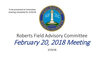 February  ry 20,  20, 2018 M  2018 Meeting  2/19/18  Meeting Agenda  Public Input  New
