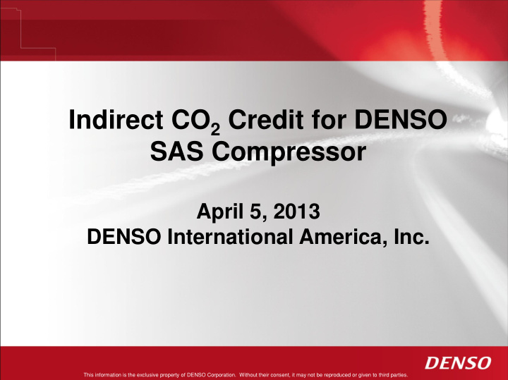 indirect co 2 credit for denso sas compressor