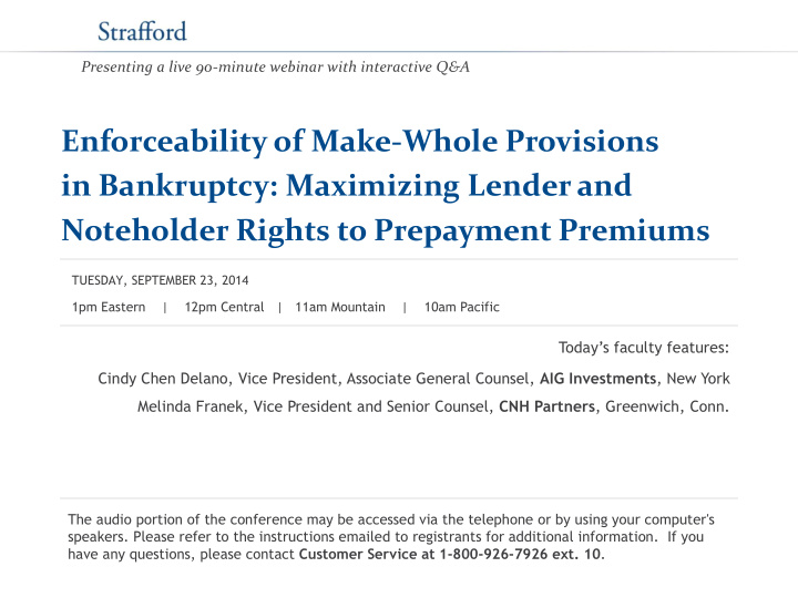 enforceability of make whole provisions in bankruptcy