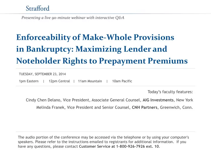 enforceability of make whole provisions in bankruptcy