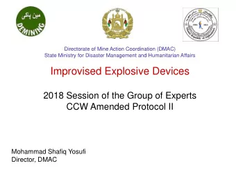 Improvised Explosive Devices  2018 Session of the Group of Experts  CCW Amended Protocol II