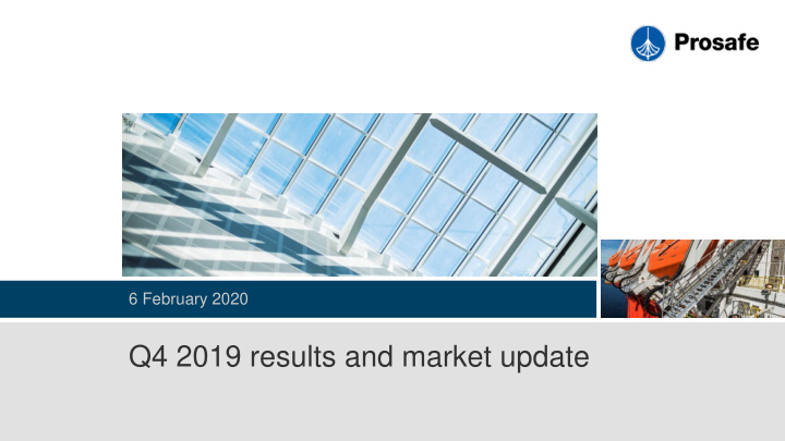 q4 2019 results and market update disclaimer