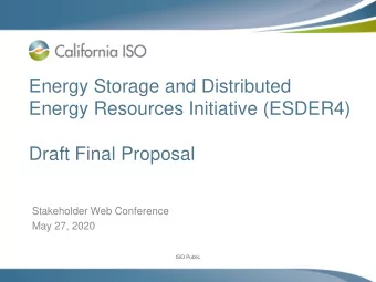 Energy Storage and Distributed  Energy Resources Initiative (ESDER4)  Draft Final Proposal